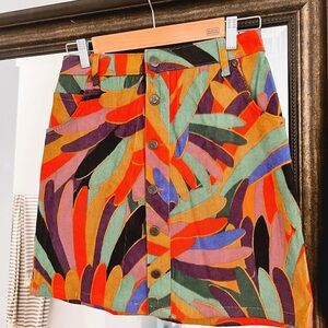 Colorful Button-Front Skirt